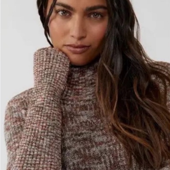 Free People Sweaters - Free People Blair Space Dye Mock Neck Sweater in Black Coffee Combo